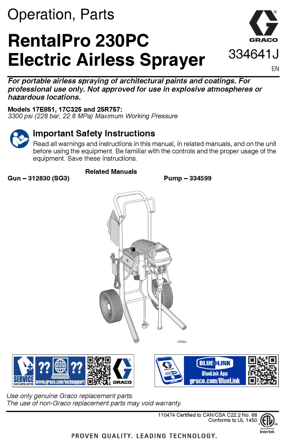 GRACO 25R757 OPERATION, PARTS Pdf Download | ManualsLib