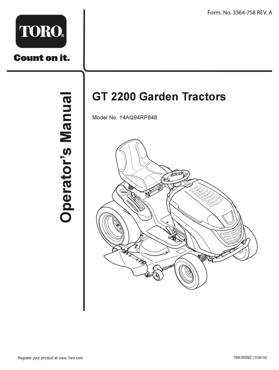 TORO GT 2200 OPERATOR'S MANUAL Pdf Download | ManualsLib