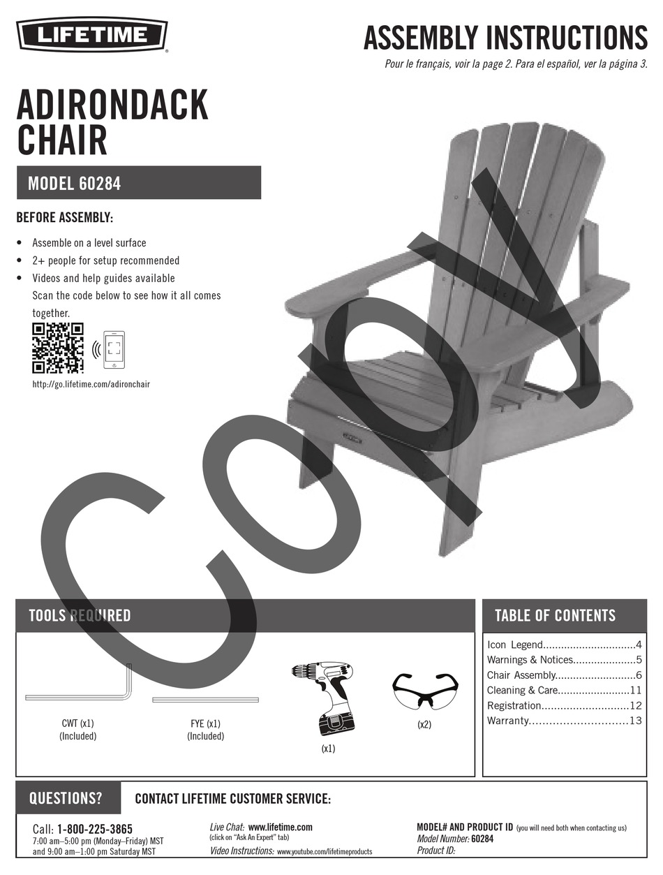 LIFETIME 60284 ASSEMBLY INSTRUCTIONS MANUAL Pdf Download | ManualsLib