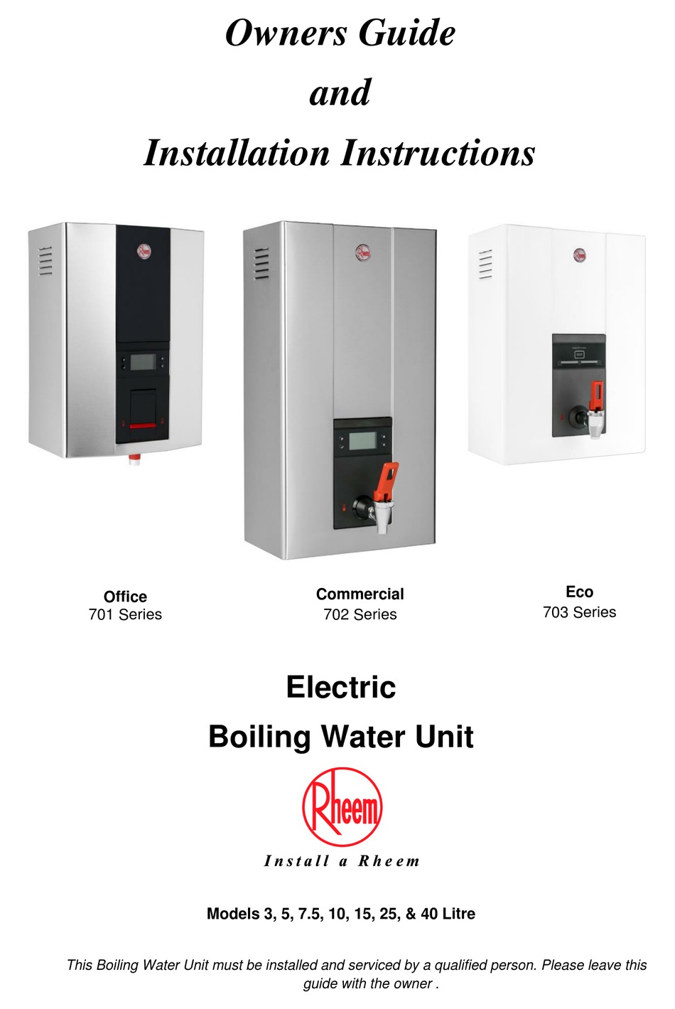 RHEEM ECO 703 SERIES OWNER