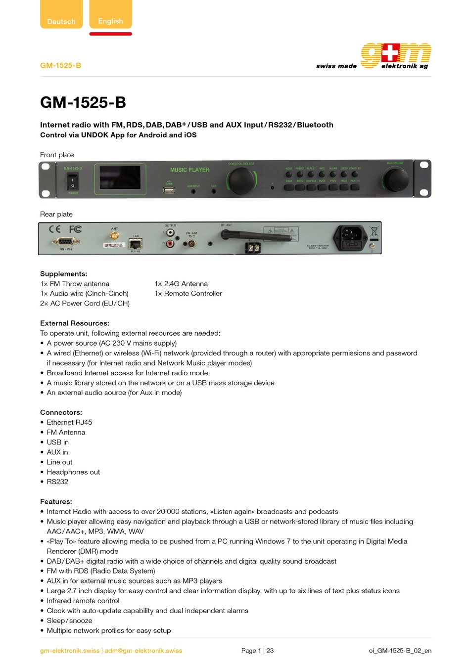 G+M ELEKTRONIK GM-1525-B MANUAL Pdf Download | ManualsLib