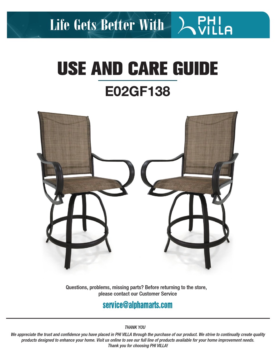 PHI VILLA E02GF138 USE AND CARE MANUAL Pdf Download ManualsLib