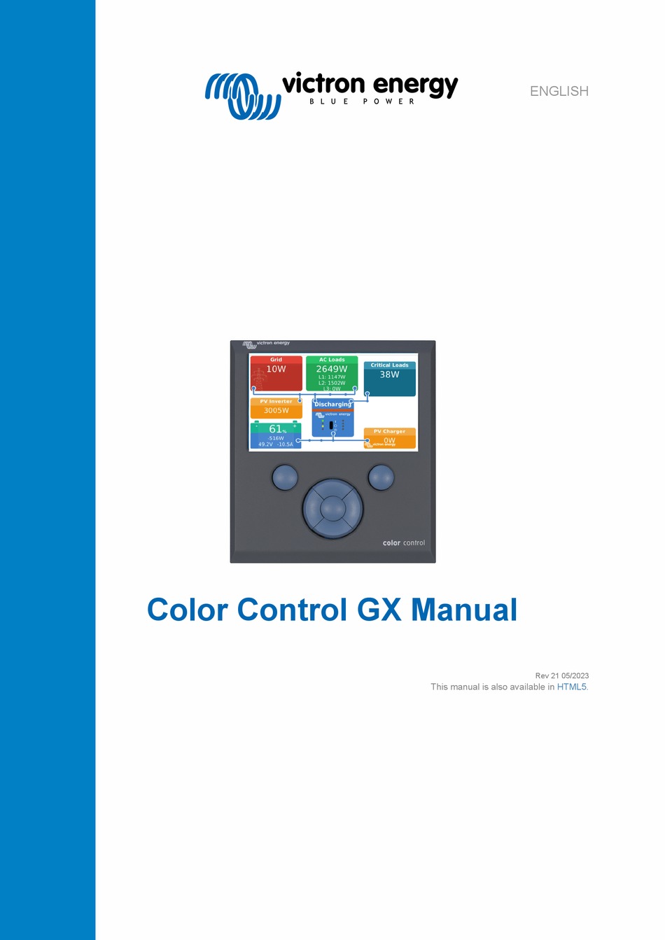 VICTRON ENERGY COLOR CONTROL GX MANUAL Pdf Download ManualsLib