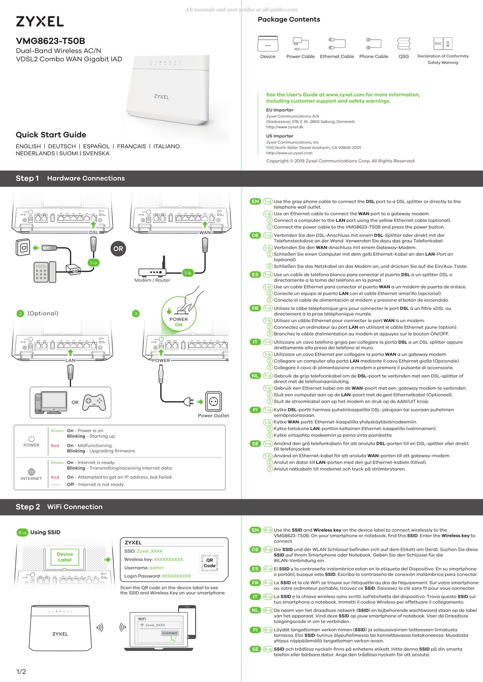 ZYXEL COMMUNICATIONS VMG8623-T50B QUICK START MANUAL Pdf Download ...