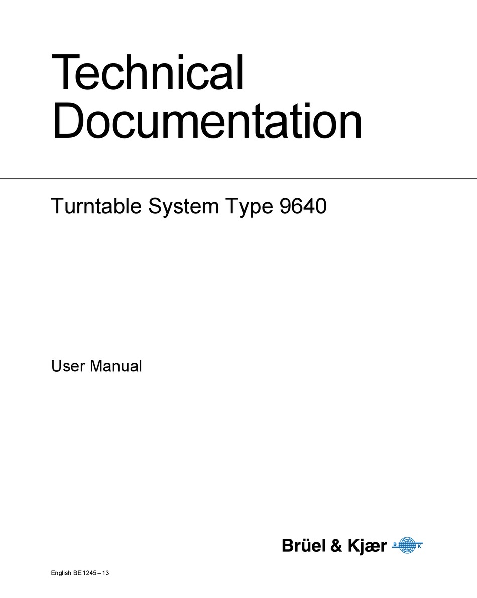 BRUEL & KJAER 9640 USER MANUAL Pdf Download | ManualsLib