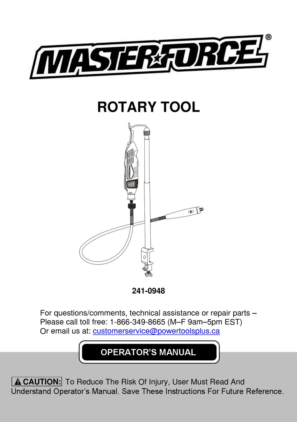 MASTERFORCE 2410948 OPERATOR