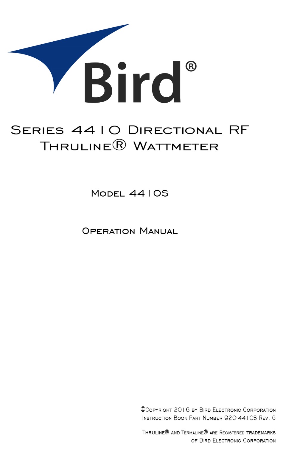 BIRD 4410 SERIES OPERATION MANUAL Pdf Download | ManualsLib