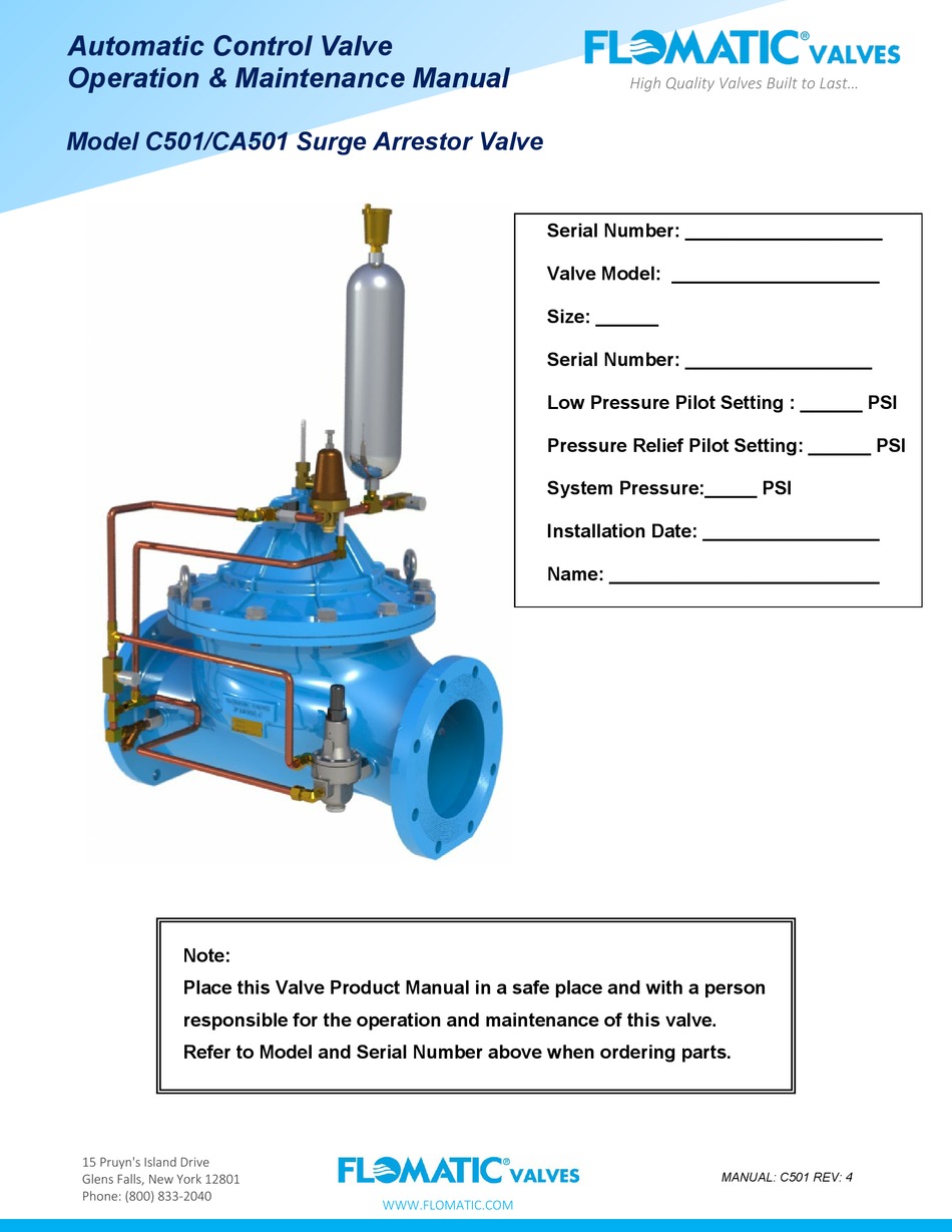 FLOMATIC C501 OPERATION & MAINTENANCE MANUAL Pdf Download ManualsLib