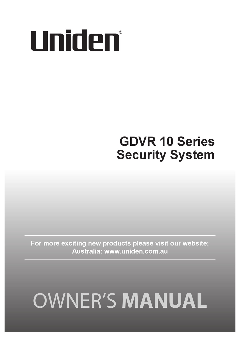 UNIDEN GDVR 10 SERIES OWNER