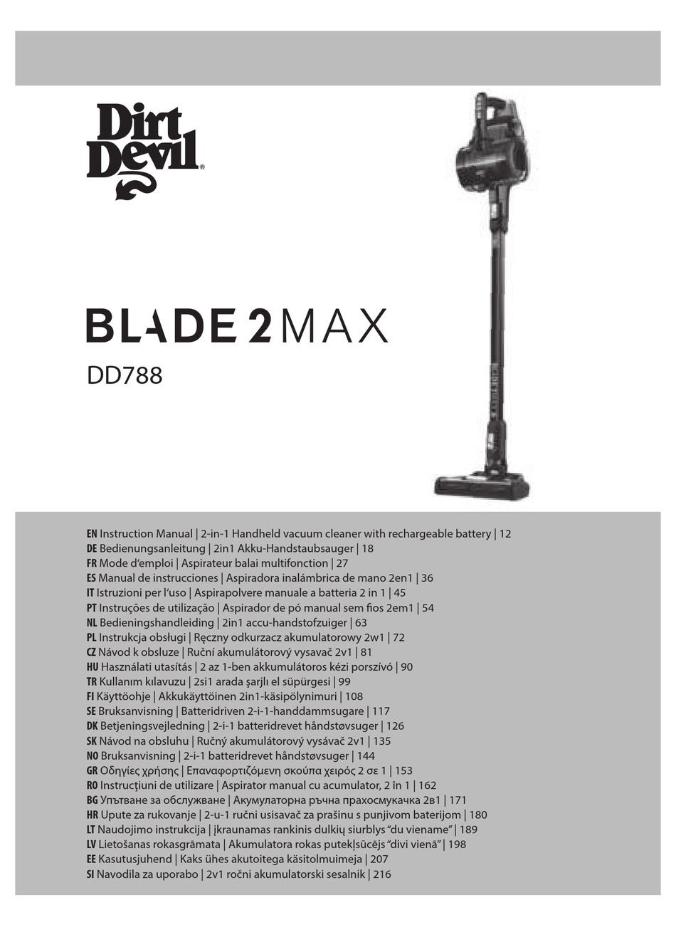 DIRT DEVIL BLADE 2 MAX INSTRUCTION MANUAL Pdf Download ManualsLib