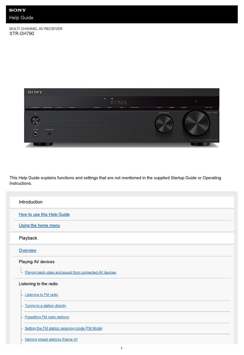 SONY STRDH790 HELP MANUAL Pdf Download ManualsLib