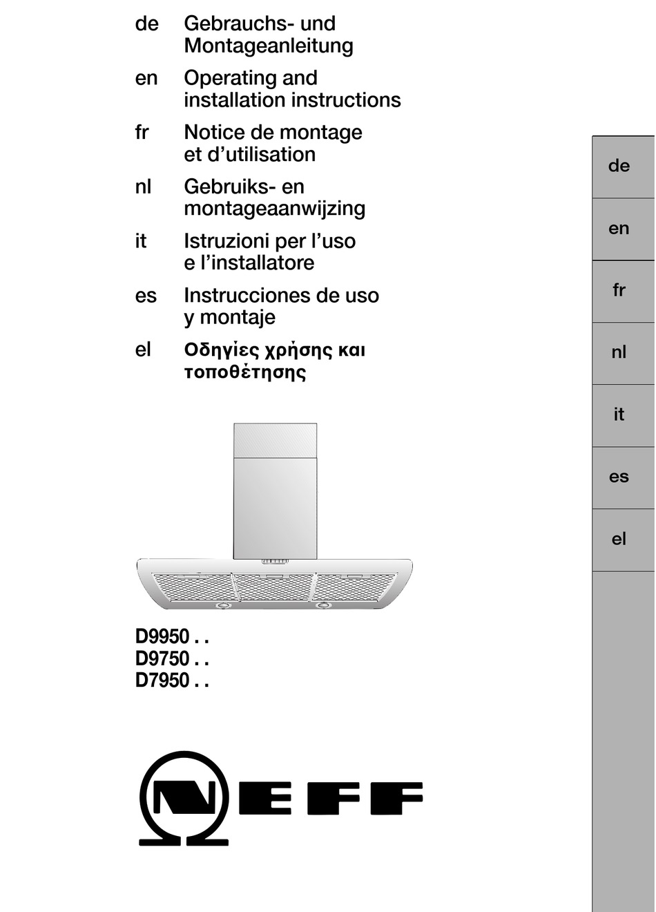 NEFF D9950 SERIES OPERATING AND INSTALLATION INSTRUCTIONS Pdf Download