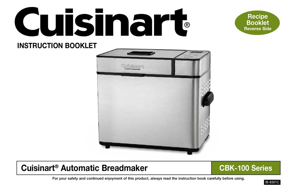 CUISINART CBK-100 SERIES INSTRUCTION BOOKLET Pdf Download | ManualsLib