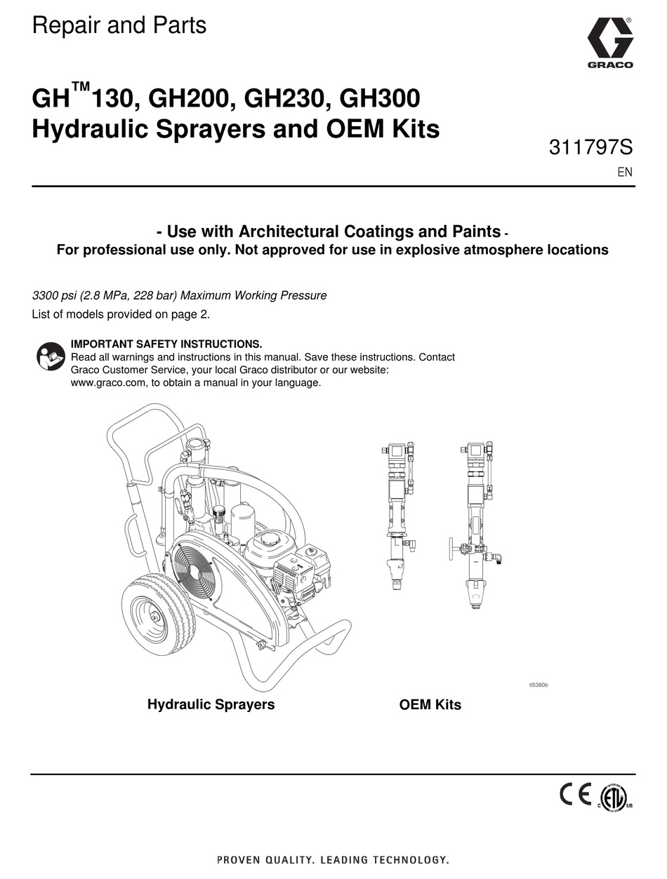 GRACO GH230 REPAIR AND PARTS MANUAL Pdf Download ManualsLib