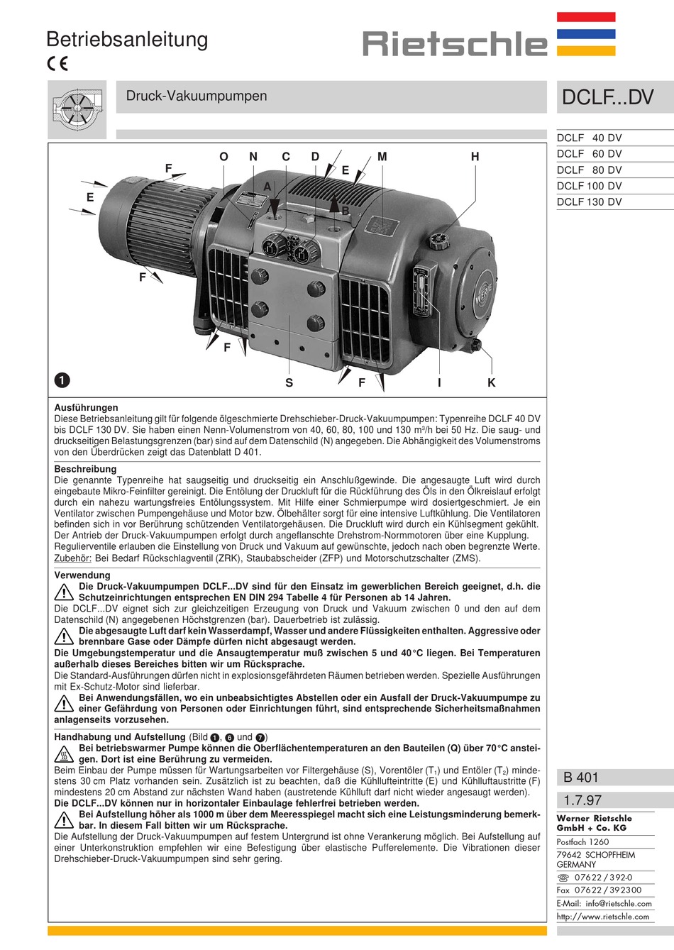 RIETSCHLE DCLF DV SERIES OPERATING INSTRUCTIONS MANUAL Pdf Download