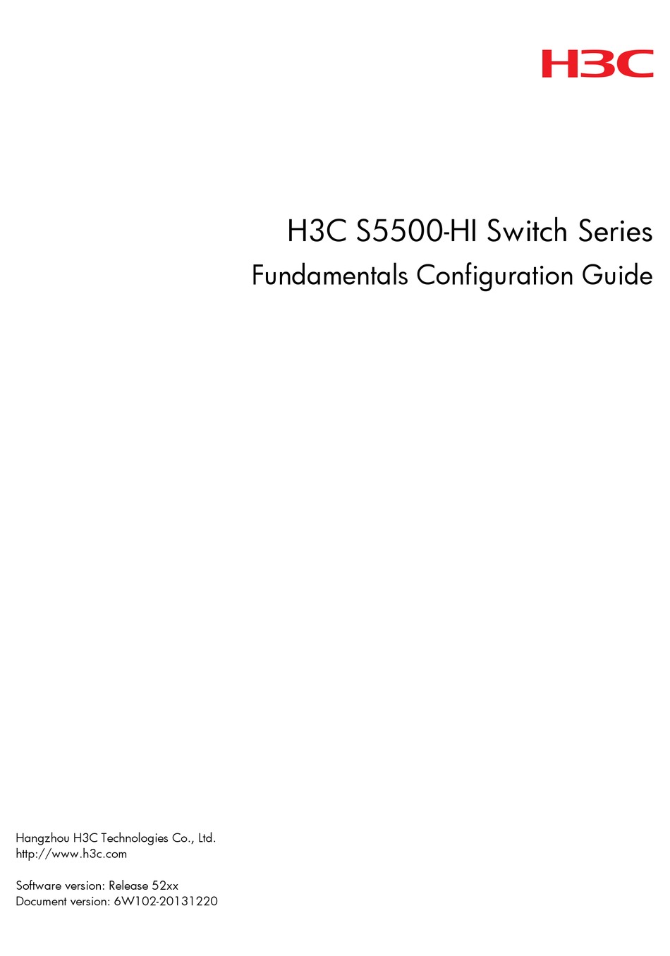 H3C S5500-HI SERIES FUNDAMENTALS CONFIGURATION MANUAL Pdf Download ...