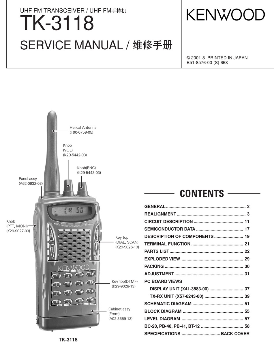 KENWOOD TK 3118 SERVICE MANUAL Pdf Download ManualsLib