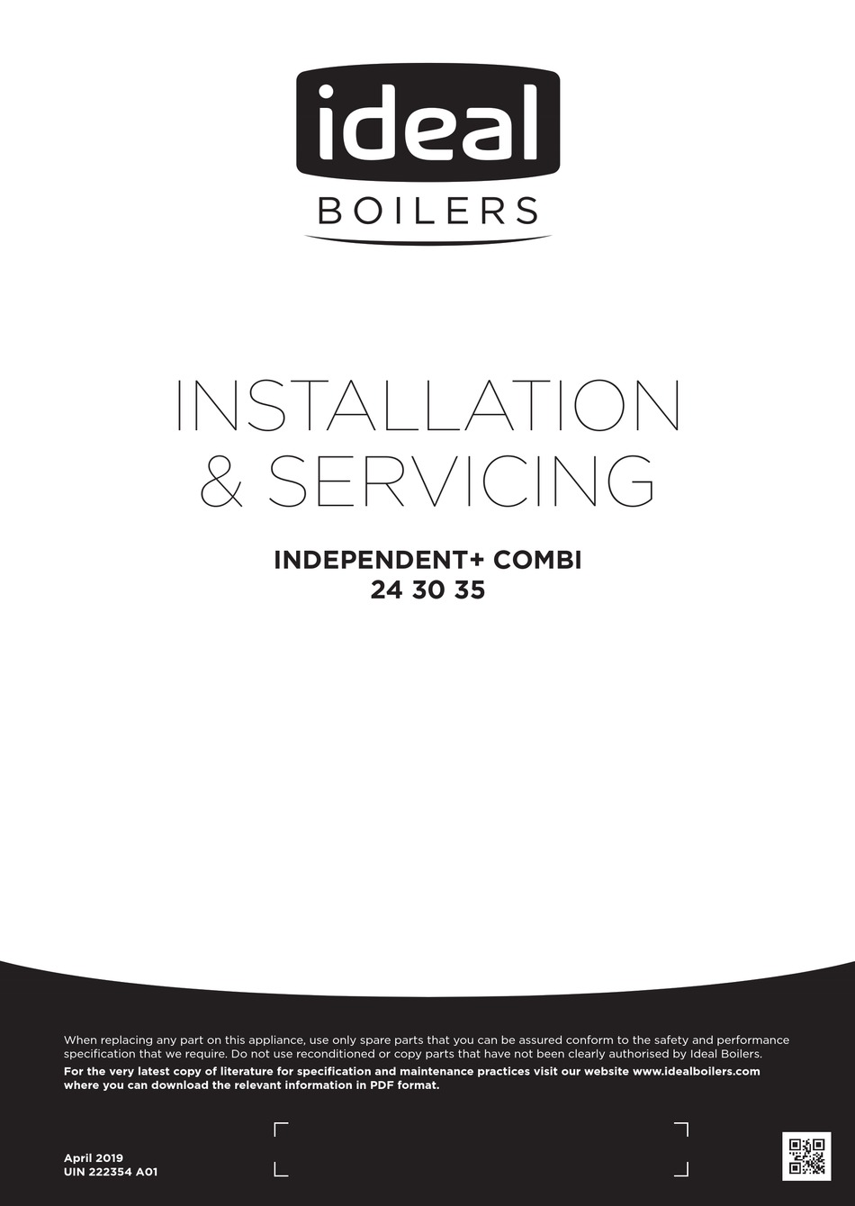 IDEAL BOILERS INDEPENDENT+ COMBI 24 INSTALLATION & SERVICING Pdf