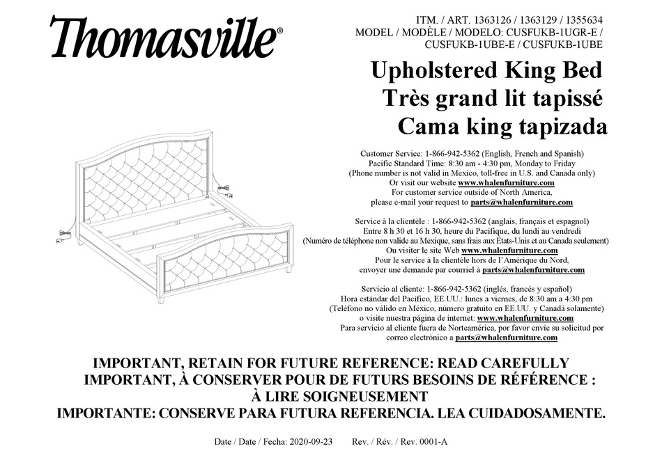 THOMASVILLE CUSFUKB1UGRE ASSEMBLY INSTRUCTIONS MANUAL Pdf Download ManualsLib