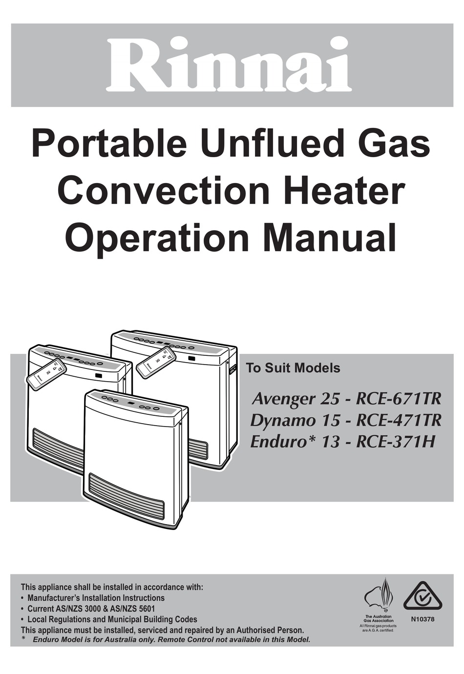 RINNAI RCE671TR OPERATION MANUAL Pdf Download ManualsLib