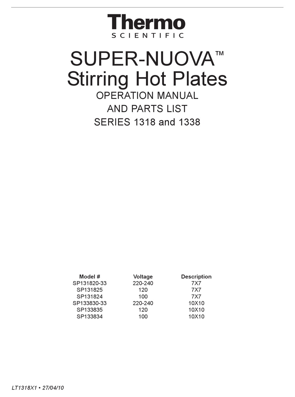 Thermo Scientific Super Nuova Series Operation Manual Pdf Download