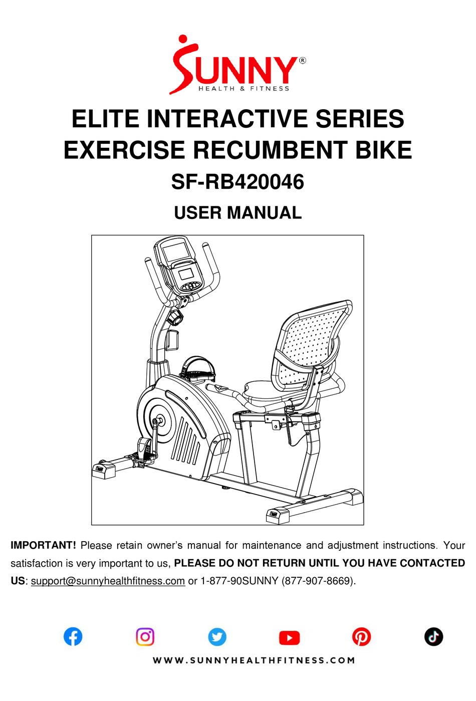 SUNNY HEALTH & FITNESS SF-RB420046 USER MANUAL Pdf Download | ManualsLib