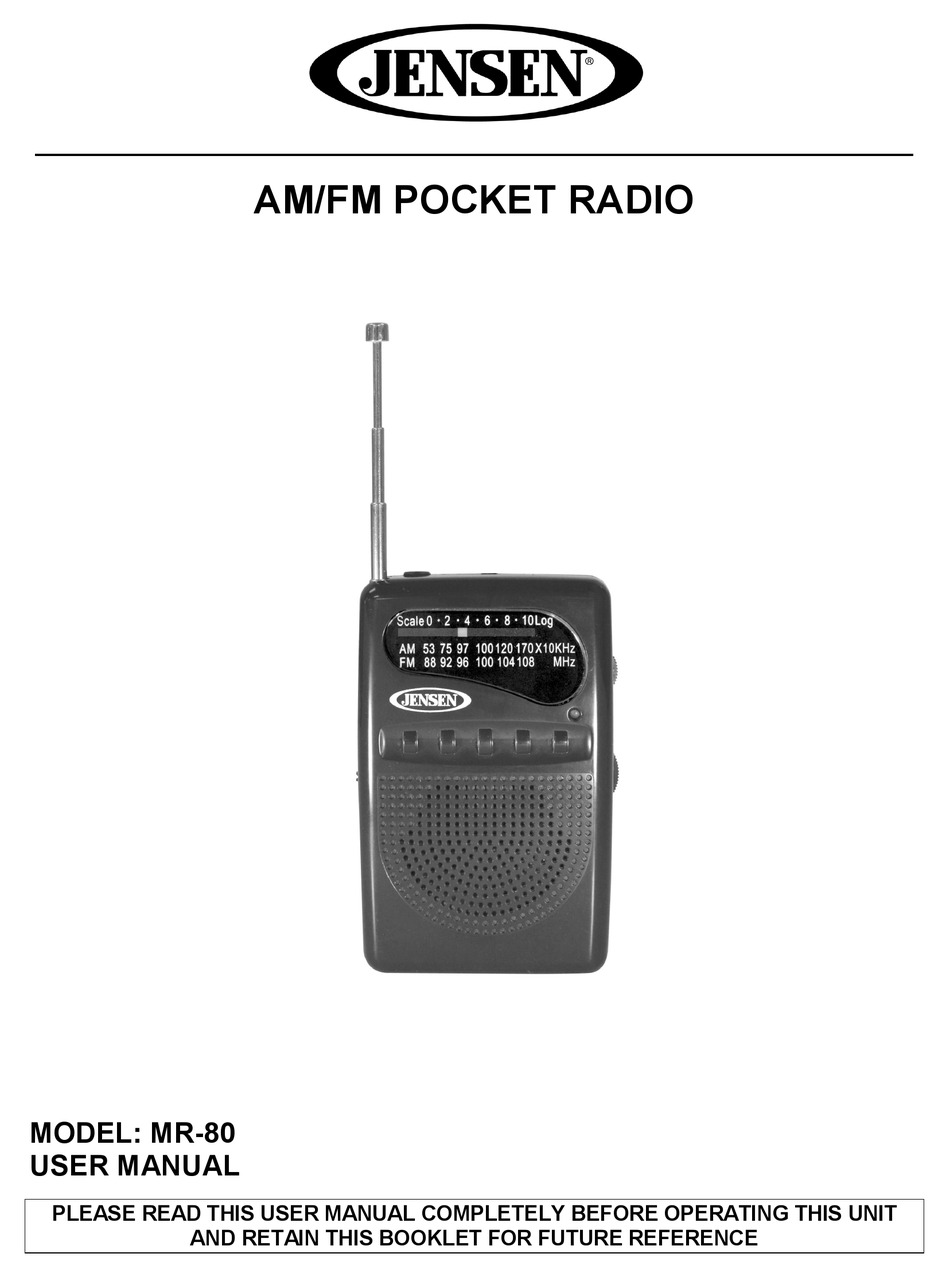 JENSEN MR80 USER MANUAL Pdf Download ManualsLib