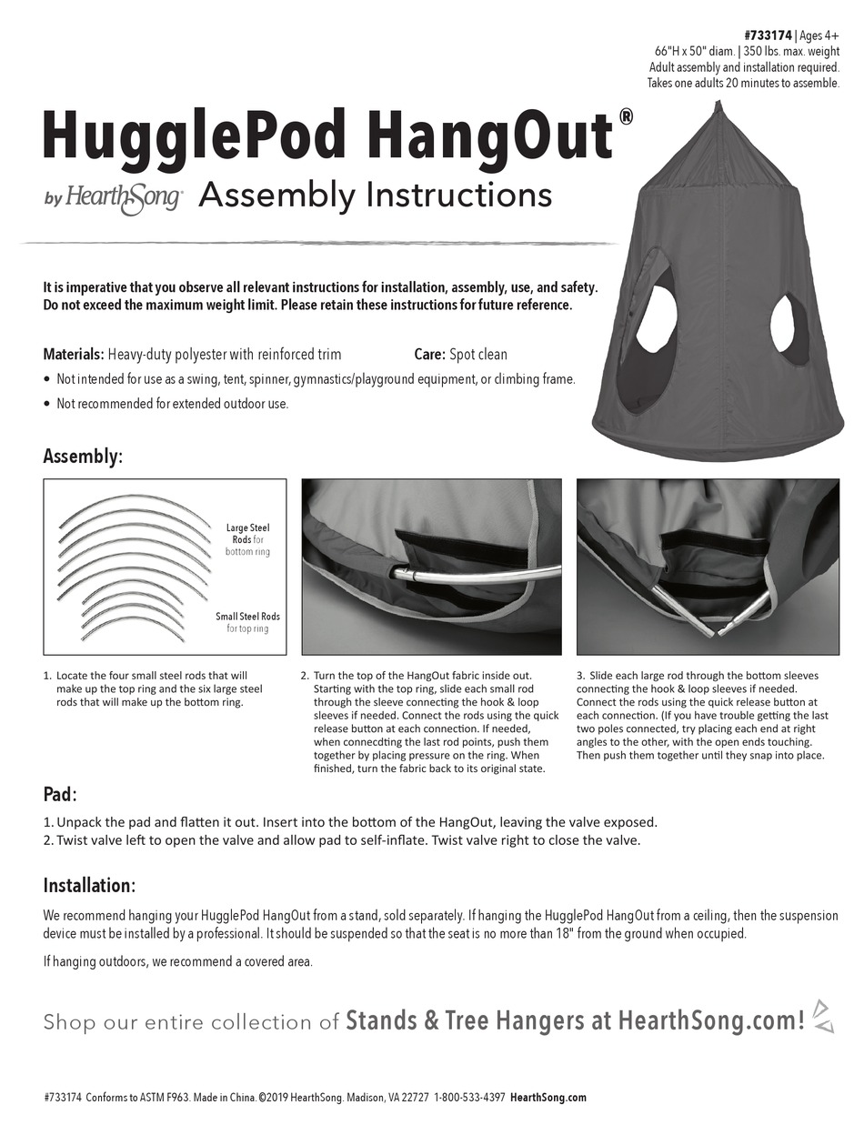 HEARTHSONG HUGGLEPOD HANGOUT ASSEMBLY INSTRUCTIONS Pdf Download