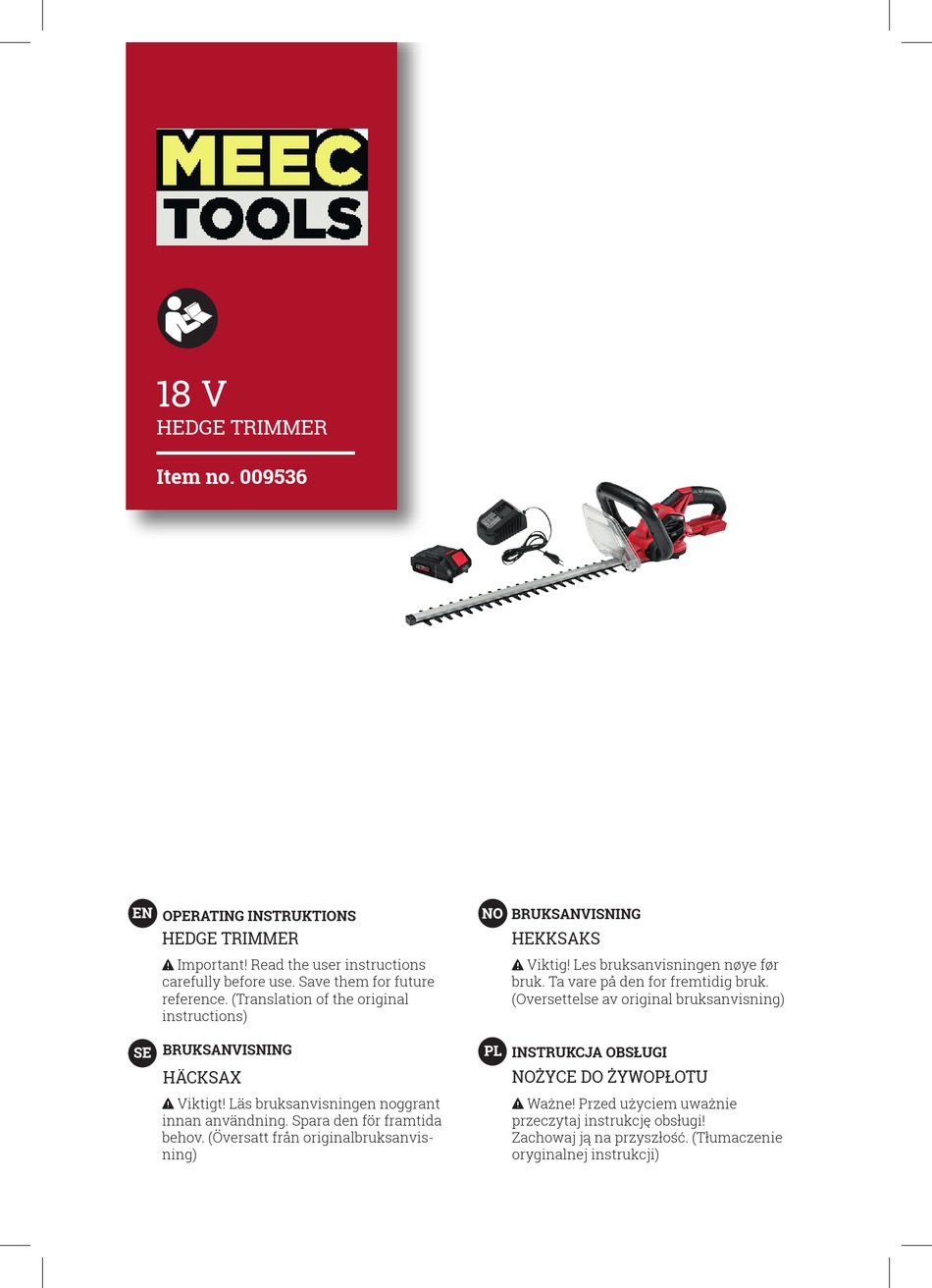 MEEC TOOLS 009536 OPERATING INSTRUCTIONS MANUAL Pdf Download ManualsLib