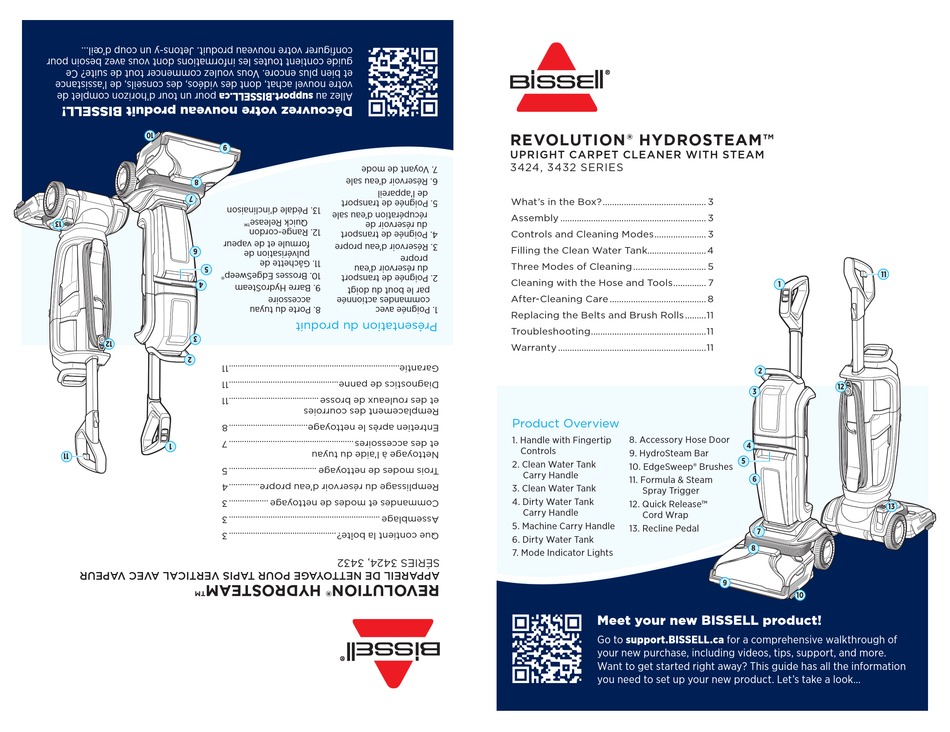 BISSELL REVOLUTION HYDROSTEAM 3424 SERIES MANUAL Pdf Download ManualsLib   Bissell Revolution Hydrosteam 3424 Series 