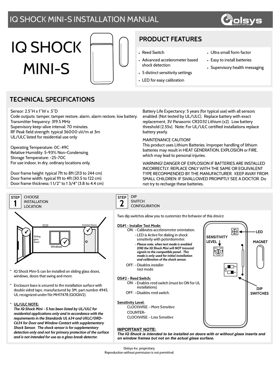 QOLSYS IQ SHOCK MINI-S INSTALLATION MANUAL Pdf Download | ManualsLib