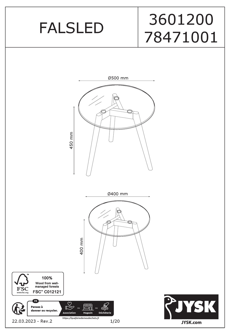 JYSK FALSLED ASSEMBLY INSTRUCTIONS MANUAL Pdf Download ManualsLib