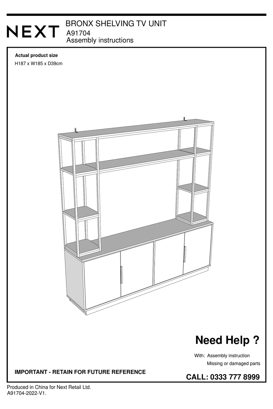 NEXT BRONX A91704 ASSEMBLY INSTRUCTIONS MANUAL Pdf Download ManualsLib