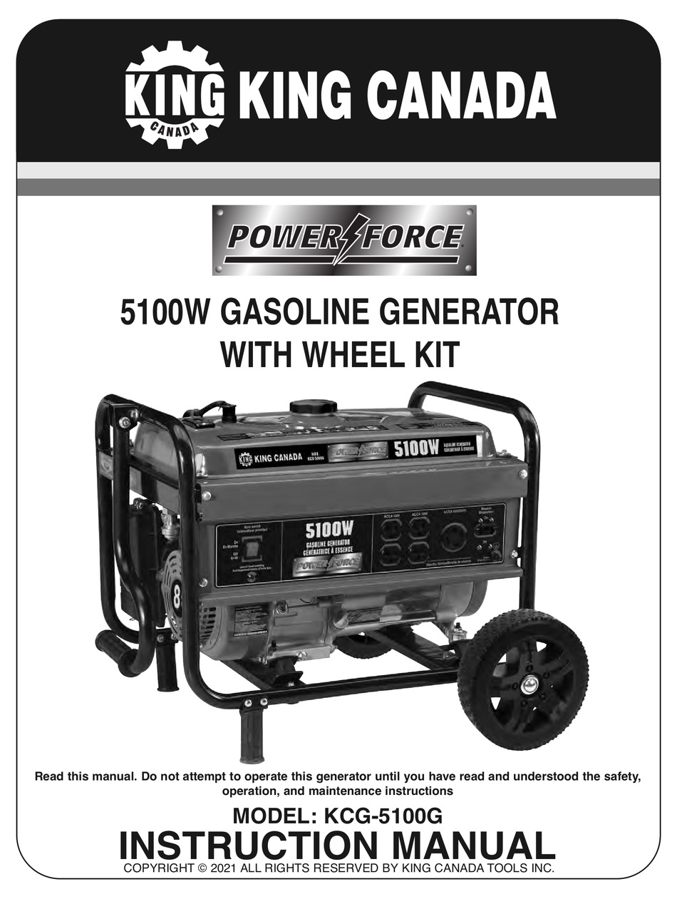 KING CANADA POWER FORCE KCG5100G INSTRUCTION MANUAL Pdf Download ManualsLib