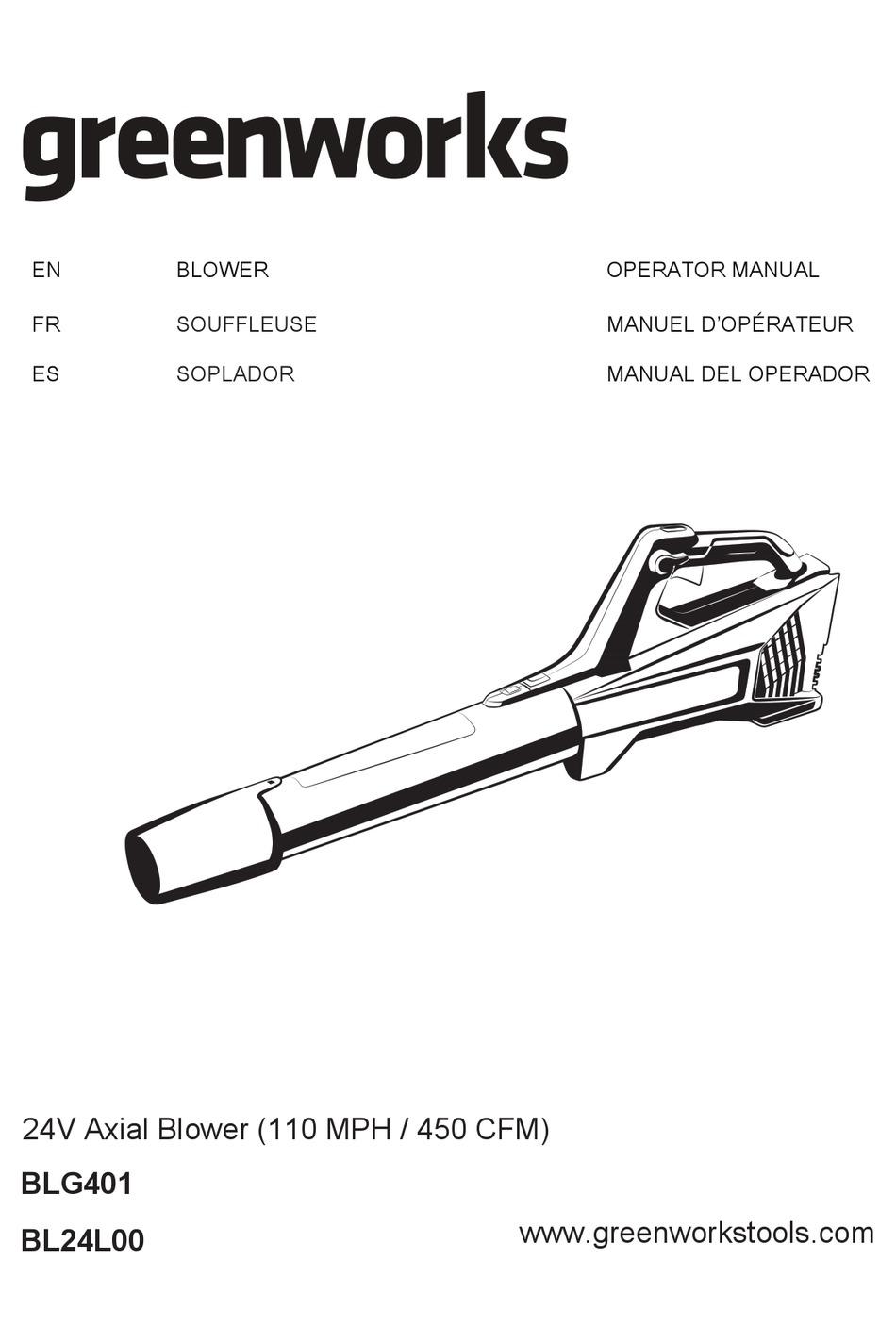 GREENWORKS BLG401 OPERATOR'S MANUAL Pdf Download ManualsLib