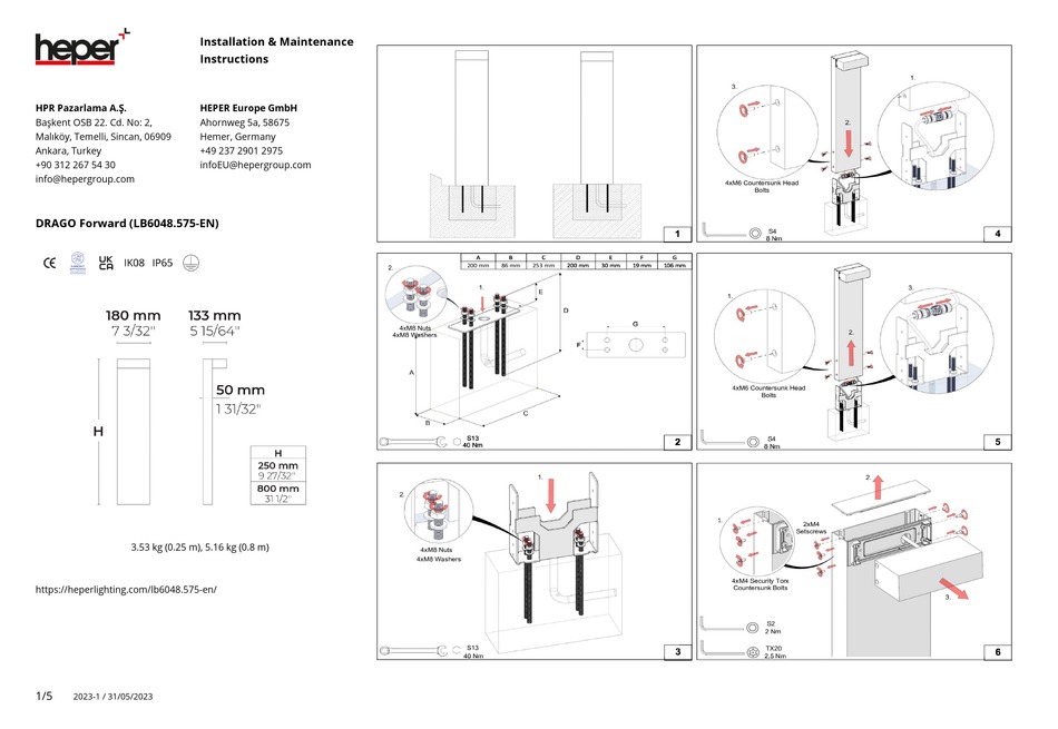 HEPER LB6048.575-EN INSTALLATION & MAINTENANCE INSTRUCTIONS Pdf ...