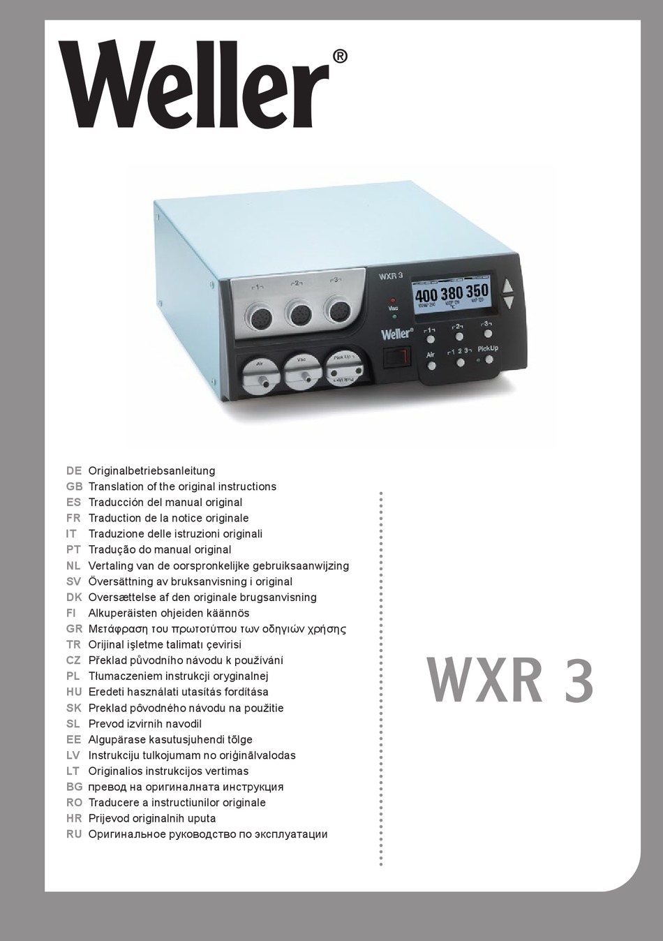 WELLER WXR 3 TRANSLATION OF THE ORIGINAL INSTRUCTIONS Pdf Download ...