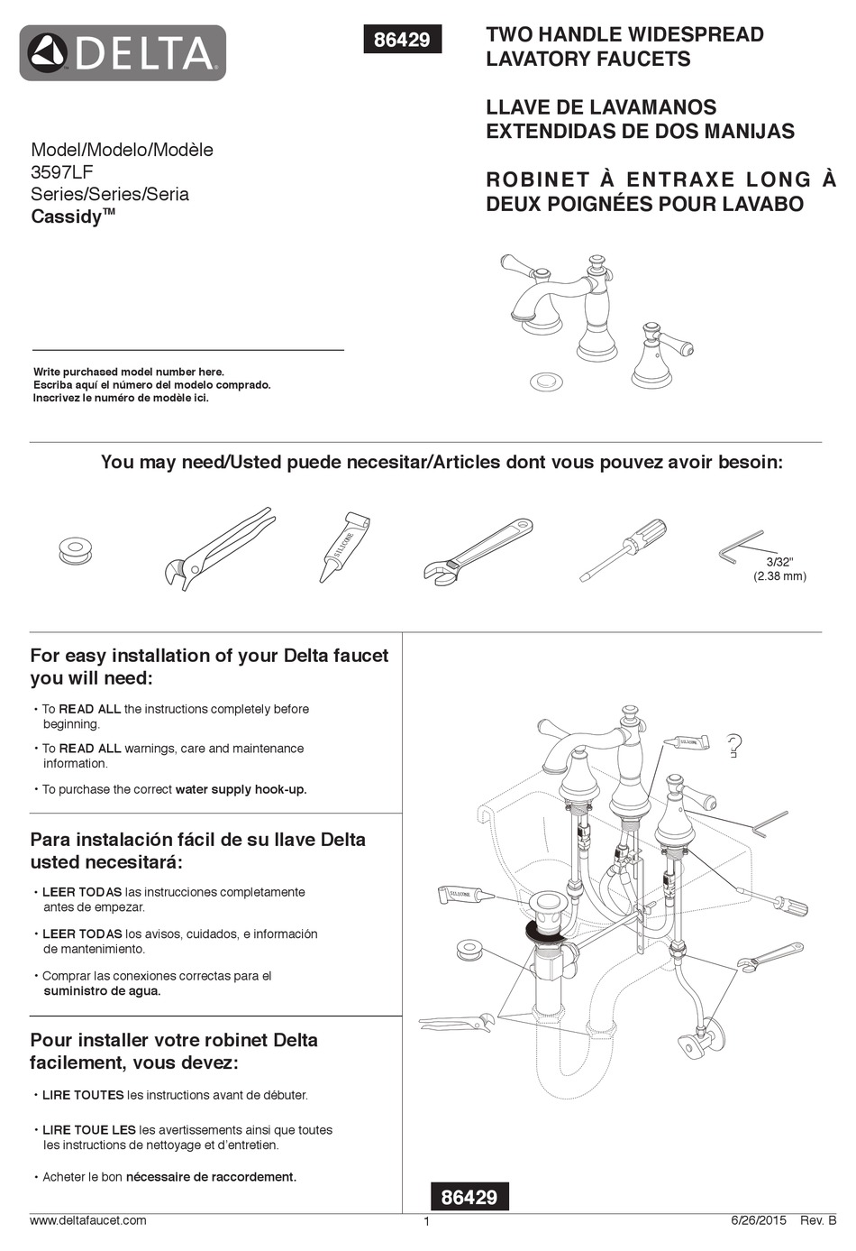 DELTA CASSIDY 3597LF QUICK START MANUAL Pdf Download ManualsLib