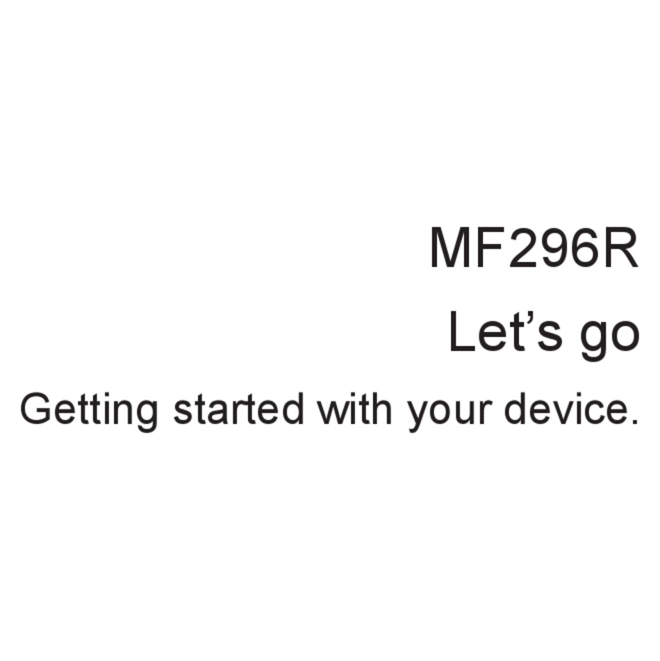 ZTE MF296R GETTING STARTED Pdf Download | ManualsLib