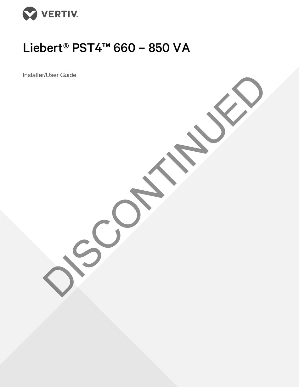 VERTIV LIEBERT PST4-660MT120 INSTALLER/USER MANUAL Pdf Download ...