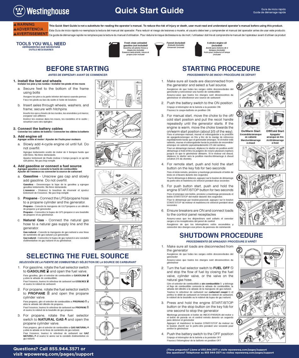 WESTINGHOUSE T28074 QUICK START MANUAL Pdf Download