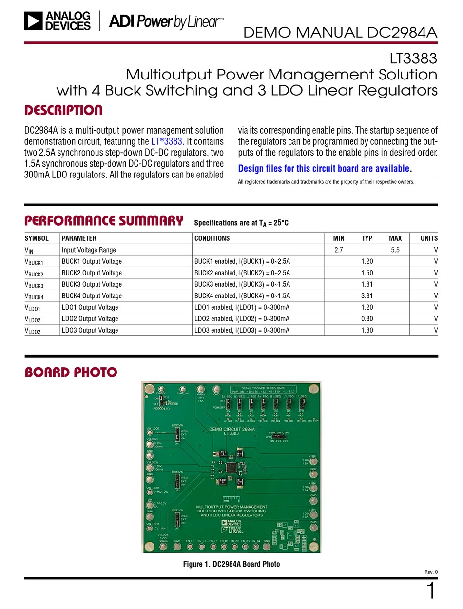 LINEAR ANALOG DEVICES DC2984A MANUAL Pdf Download ManualsLib