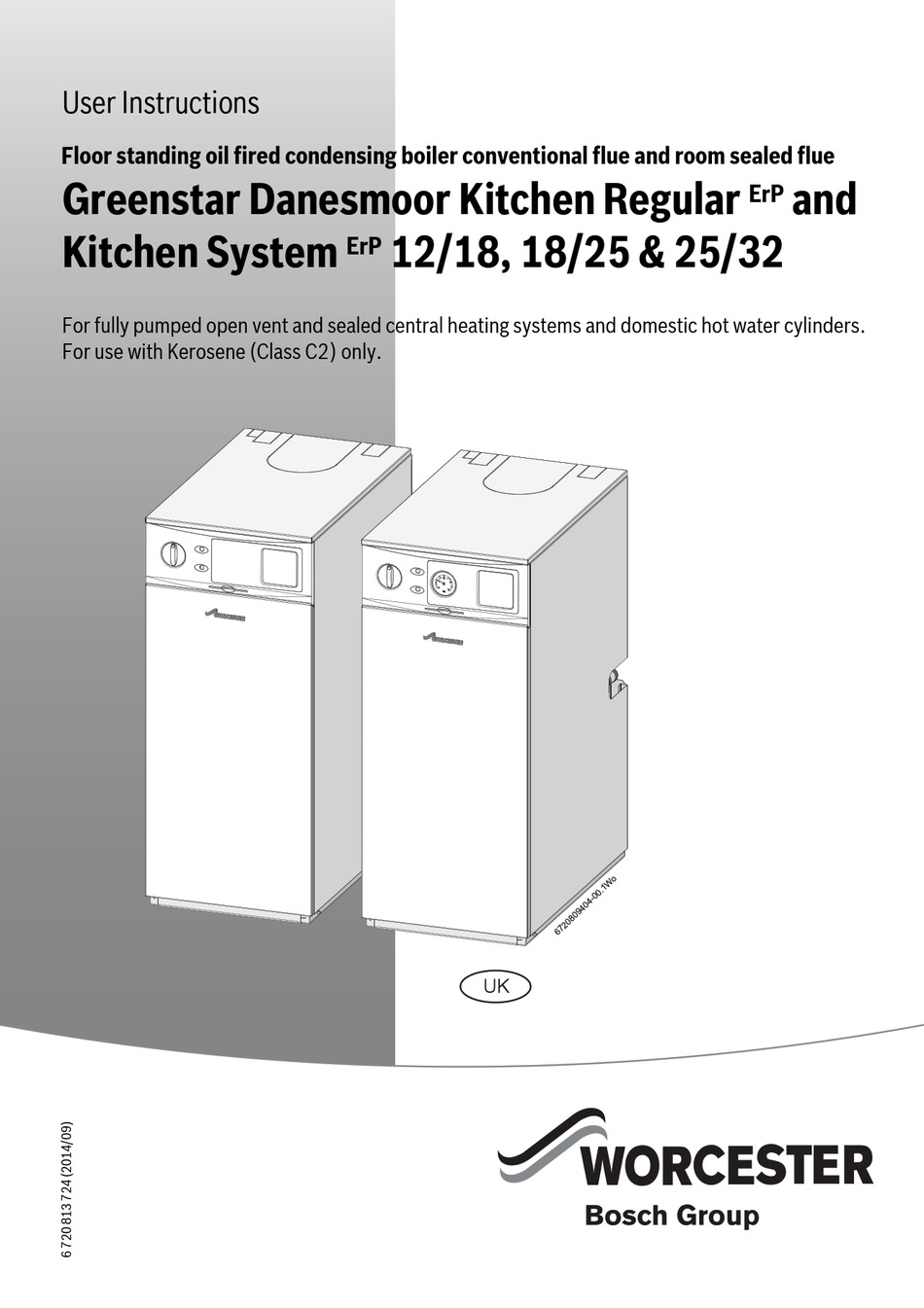 BOSCH WORCESTER GREENSTAR DANESMOOR KITCHEN REGULAR ERP 12/18 USER