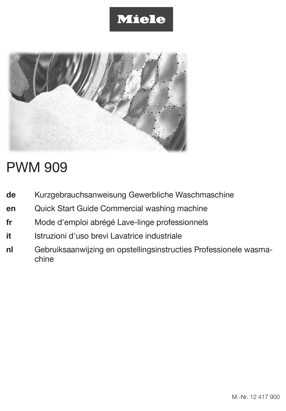 MIELE PWM 909 QUICK START MANUAL Pdf Download ManualsLib