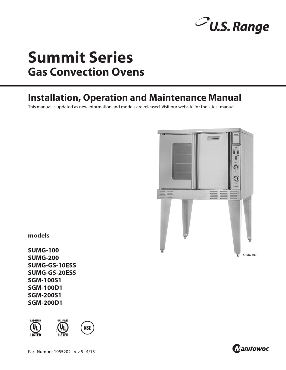 U.S. RANGE SUMMIT SERIES INSTALLATION, OPERATION AND MAINTENANCE MANUAL