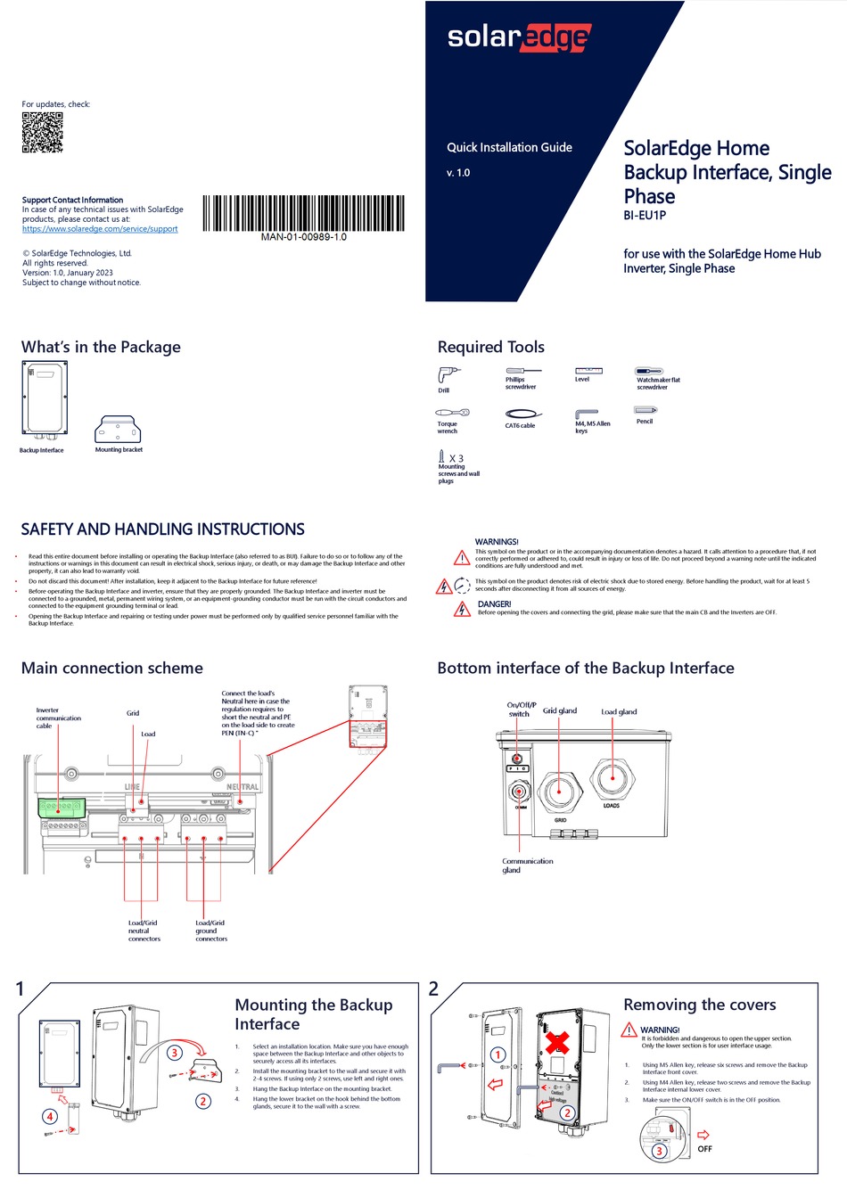 SOLAREDGE BIEU1P QUICK INSTALLATION MANUAL Pdf Download ManualsLib
