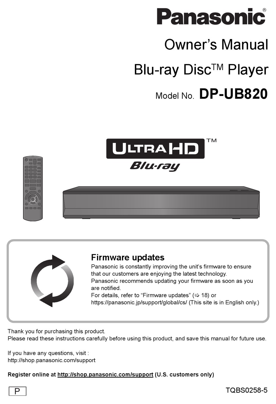 PANASONIC DPUB820 OWNER