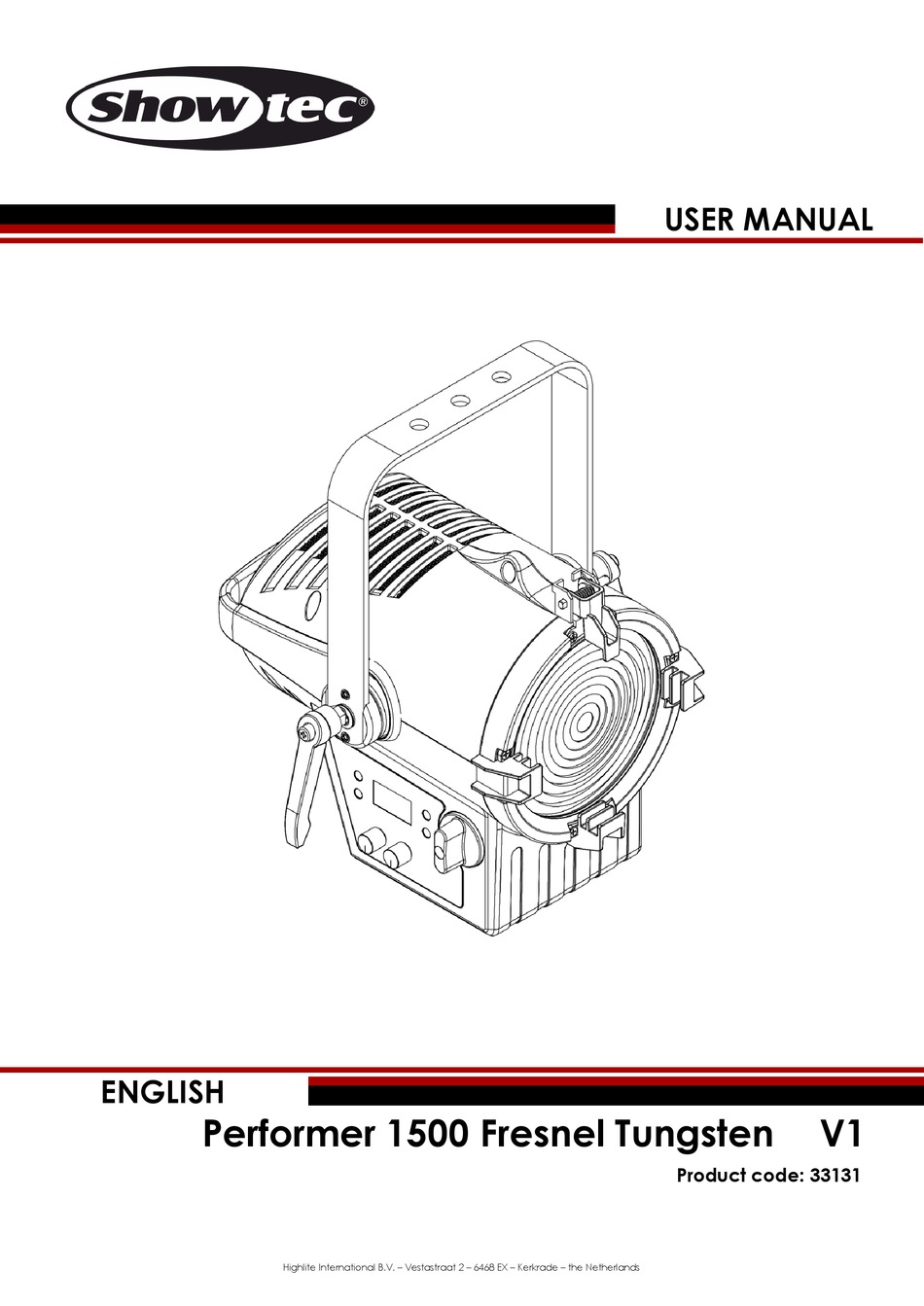 SHOWTEC PERFORMER 1500 FRESNEL TUNGSTEN USER MANUAL Pdf Download