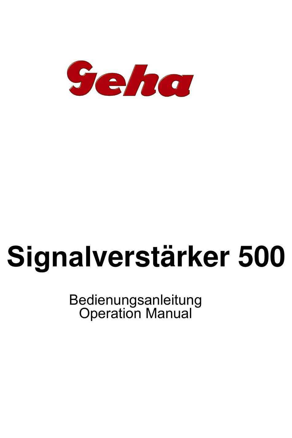 GEHA SIGNALMANAGER 500 OPERATION MANUAL Pdf Download ManualsLib