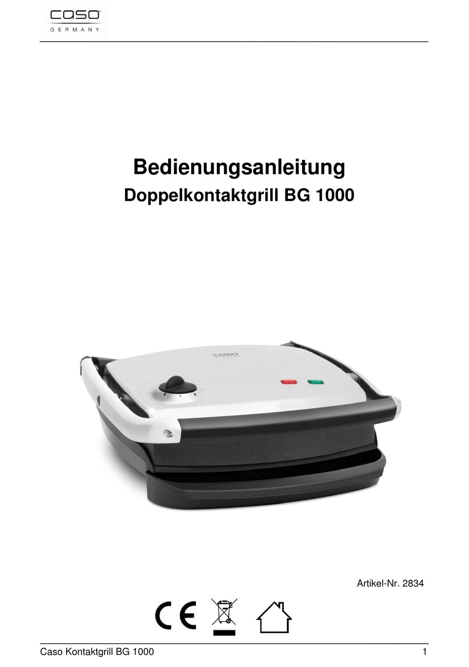 CASO GERMANY BG 1000 OPERATING MANUAL Pdf Download | ManualsLib